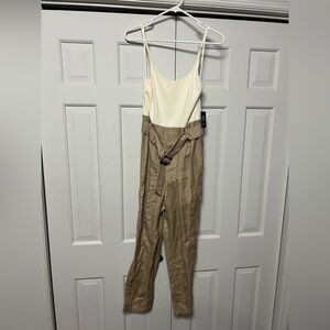 Express Cream and Tan Jumpsuit NWT Size S